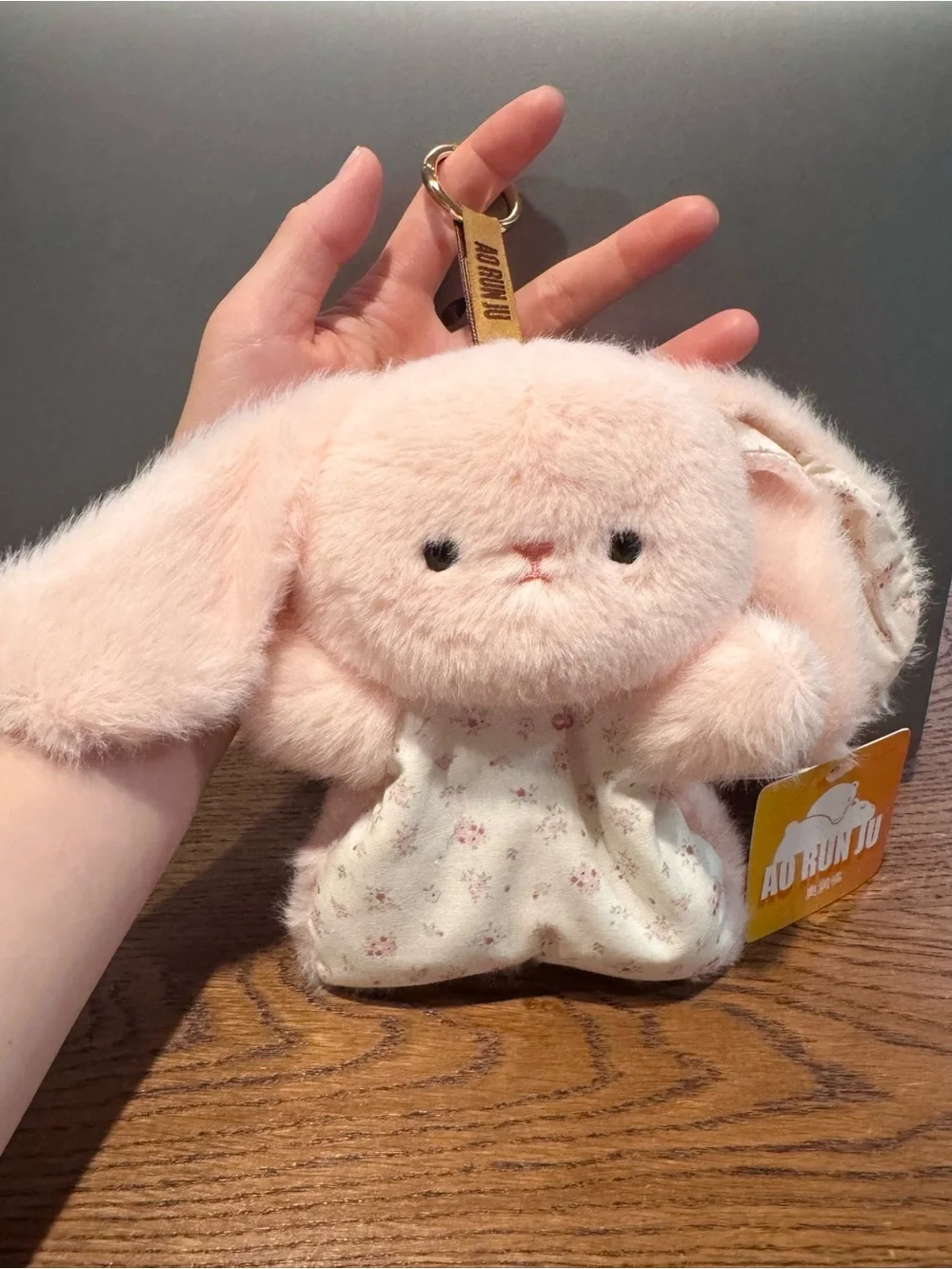 Pink Lop-Eared Bunny Bean Bag Plush – 6.3” Floral Dress Stuffed Rabbit
